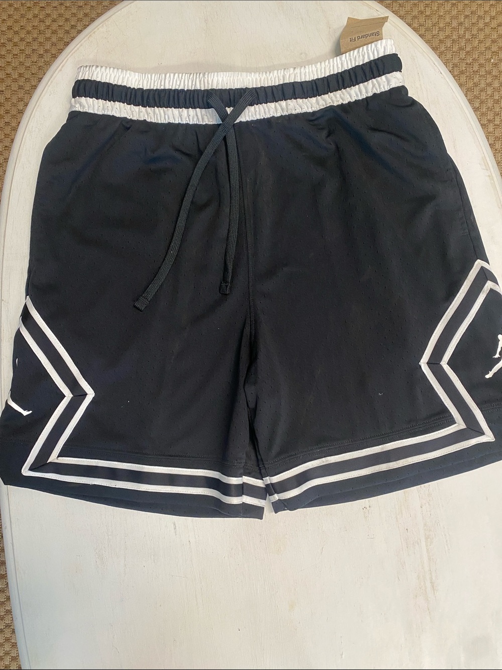Jordan Black Athletic Basketball Shorts with White Stripe